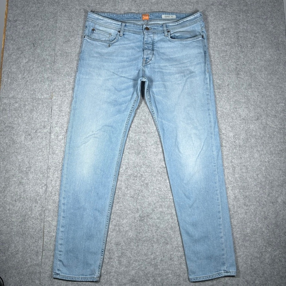 Hugo Boss denim jeans men 38/34 blue Orange 90 tapered fit casual designer
